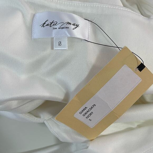 Katie May Diana Flared Leg Halter Neck Bridal Wedding White Jumpsuit Size Small - Picture 7 of 7